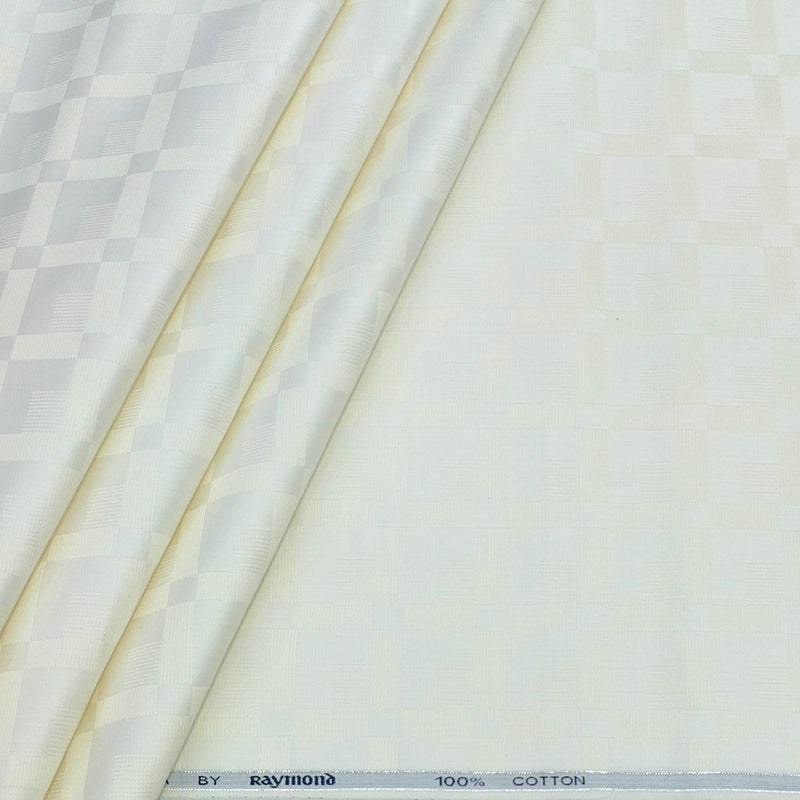 Shirt Fabric Raymond 100% Giza Cotton Premium Jacquard Colour Ash Cream