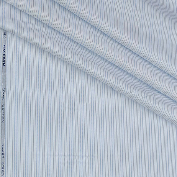 Shirt Fabric Raymond 100% Giza Cotton Premium Stretchable Pin Lining Colour Blue