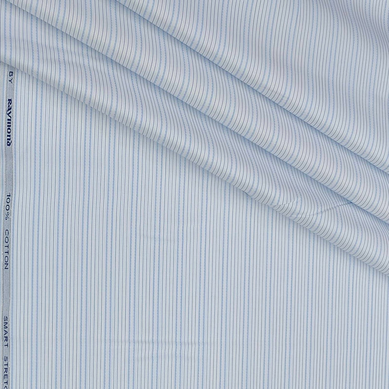 Shirt Fabric Raymond 100% Giza Cotton Premium Stretchable Pin Lining Colour Blue