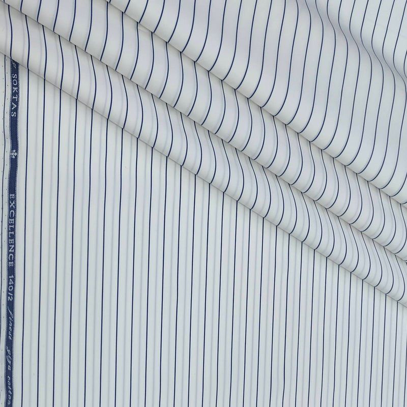 Shirt Fabric Soktas 140/2 Giza Cotton Lining Colour Blue N White