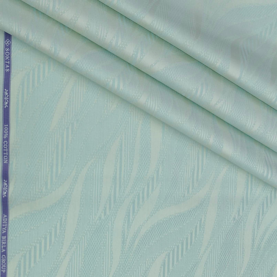 Shirt Fabric Soktas Finest 80s Giza Cotton Jacquard Colour Sea Green