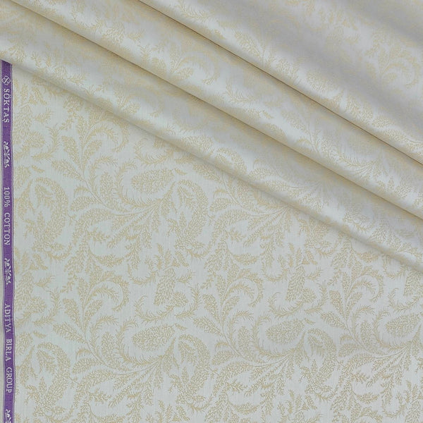 Shirt Fabric Soktas Finest 80s Giza Cotton Jacquard Colour Parchment Beige