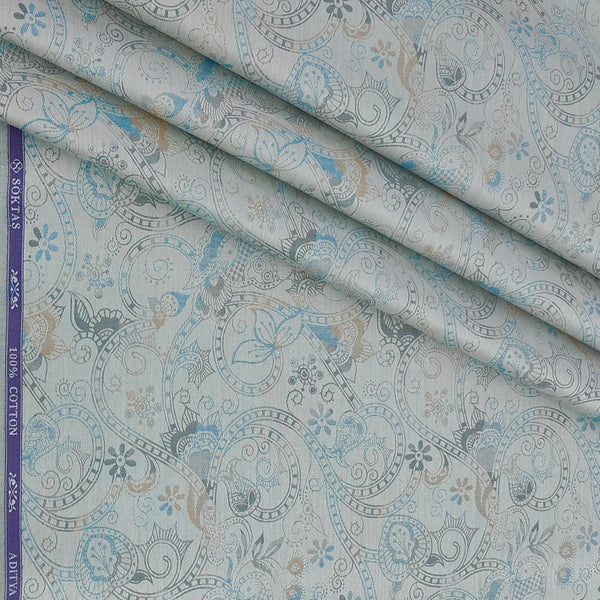 Shirt Fabric Soktas Finest 80s Giza Cotton Jacquard Colour Dusty Green