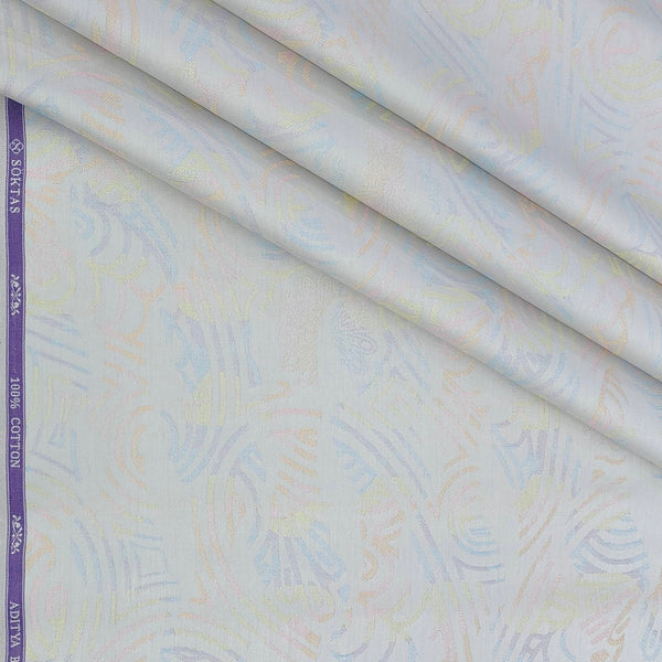 Shirt Fabric Soktas Finest 80s Giza Cotton Jacquard Colour Peach,Purple N Ash White