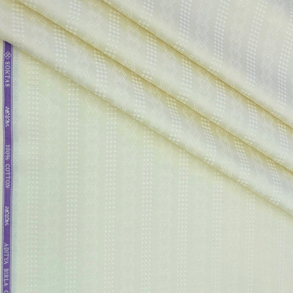 Shirt Fabric Soktas Finest Tencil Giza Cotton Jacquard Colour Butter Cream