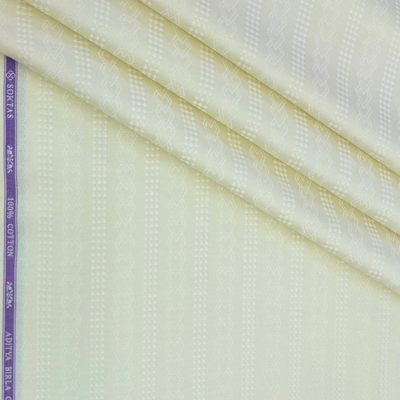 Shirt Fabric Soktas Finest Tencil Giza Cotton Jacquard Colour Butter Cream