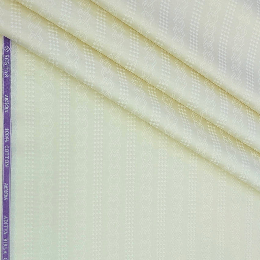 Shirt Fabric Soktas Finest Tencil Giza Cotton Jacquard Colour Butter Cream