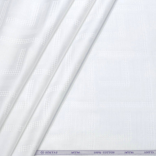 Shirt Fabric Soktas Finest 80s Giza Cotton Jacquard Colour White