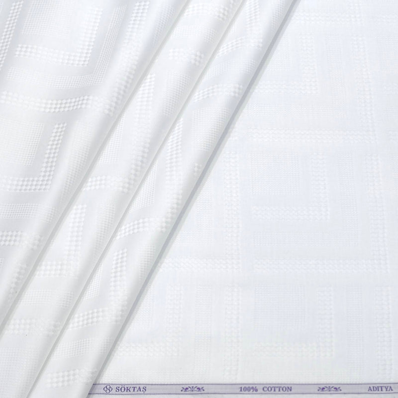 Shirt Fabric Soktas Finest 80s Giza Cotton Jacquard Colour White