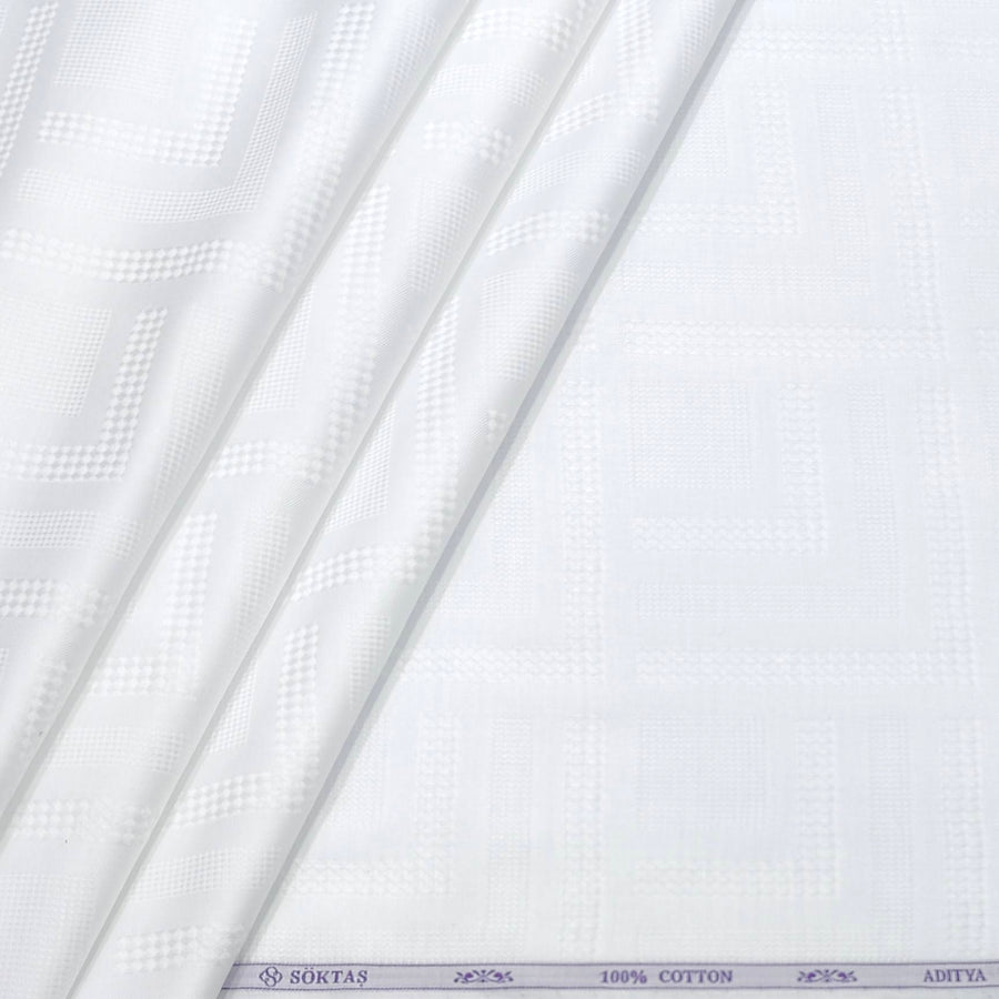 Shirt Fabric Soktas Finest 80s Giza Cotton Jacquard Colour White