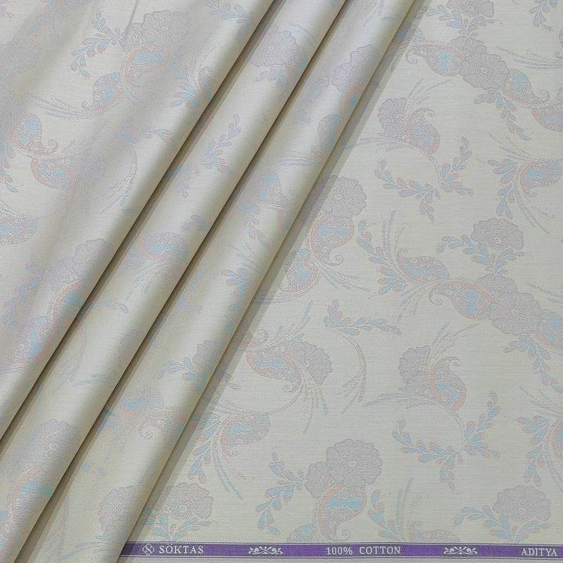 Shirt Fabric Soktas Finest 80s Giza Cotton Jacquard Colour Light Brown