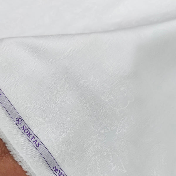 Shirt Fabric Soktas Finest 80s Giza Cotton Jacquard Colour White