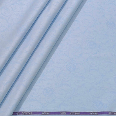 Shirt Fabric Soktas Finest 80s Giza Cotton Jacquard Colour Sky Blue