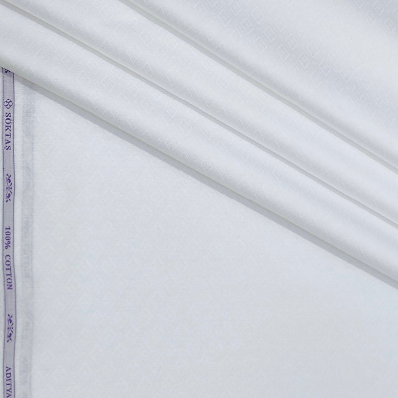 Shirt Fabric Soktas Finest 80s Giza Cotton Jacquard Colour White