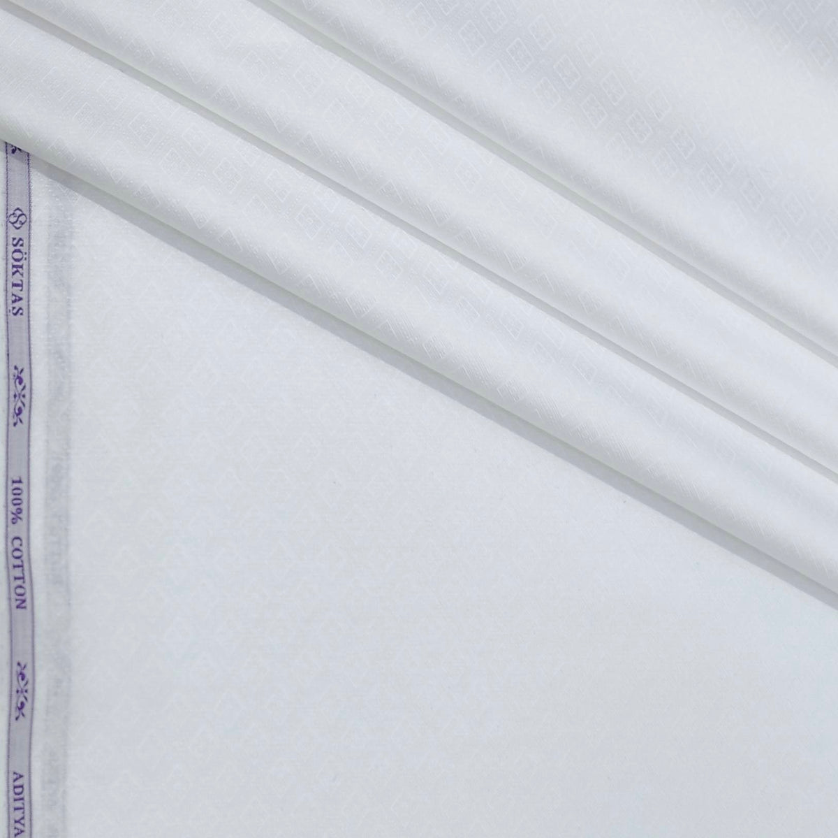 Shirt Fabric Soktas Finest 80s Giza Cotton Jacquard Colour White