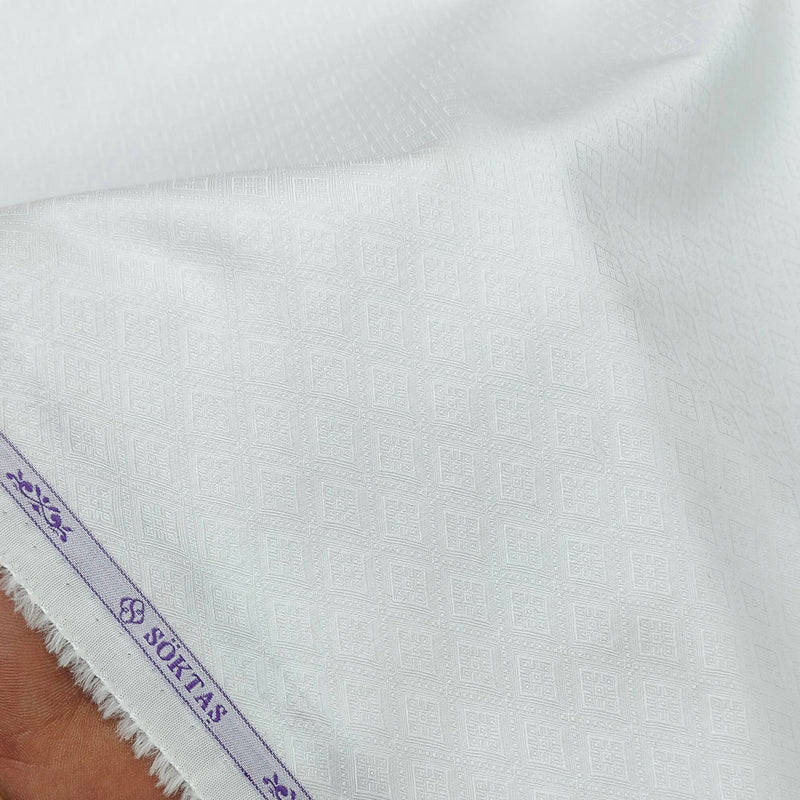 Shirt Fabric Soktas Finest 80s Giza Cotton Jacquard Colour White