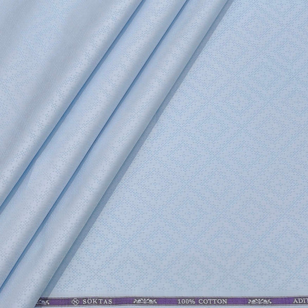 Shirt Fabric Soktas Finest 80s Giza Cotton Jacquard Colour Baby Blue