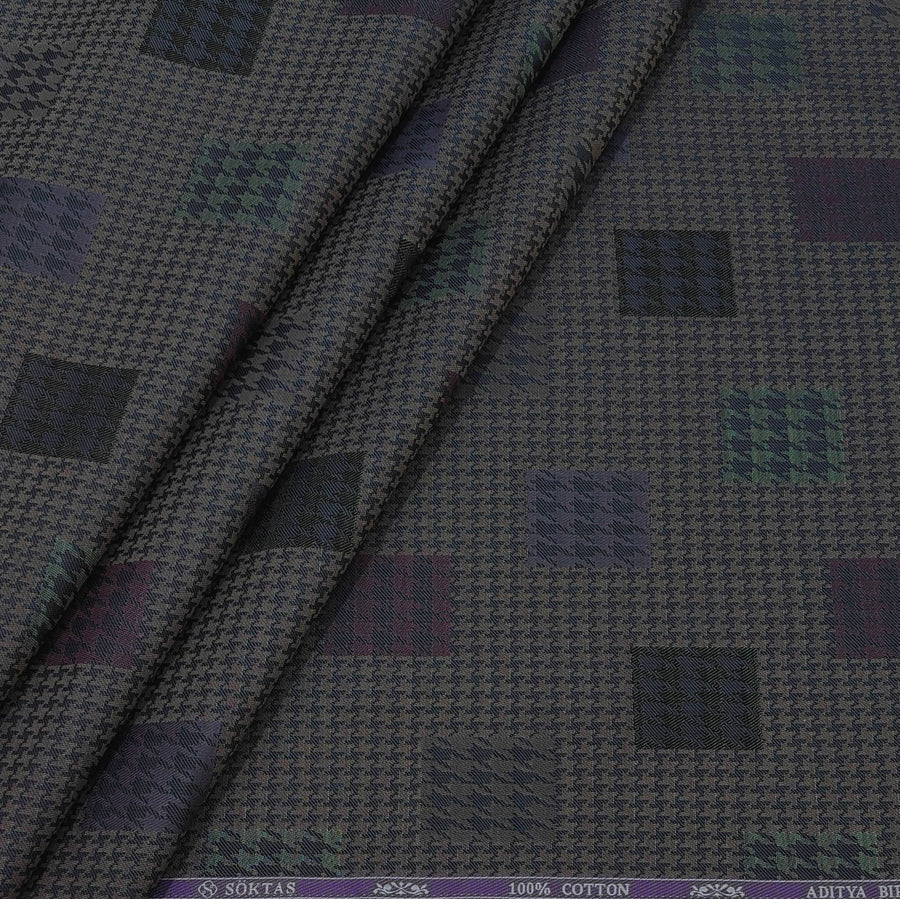 Shirt Fabric Soktas Finest 80s Giza Cotton Jacquard Colour Mocha Brown