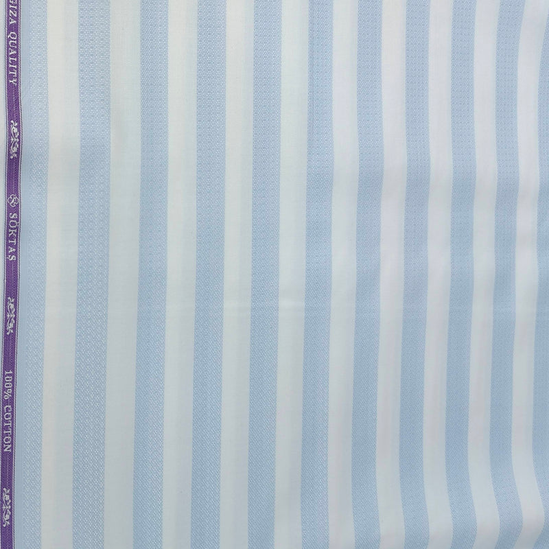 Shirt Fabric Soktas Finest 2 Ply 100s Giza Cotton Jacquard Colour Blue N White