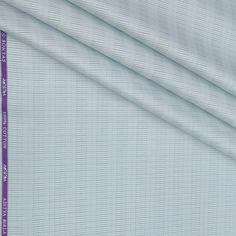 Shirt Fabric Soktas Finest 80s Giza Cotton Jacquard Colour Greyish Blue