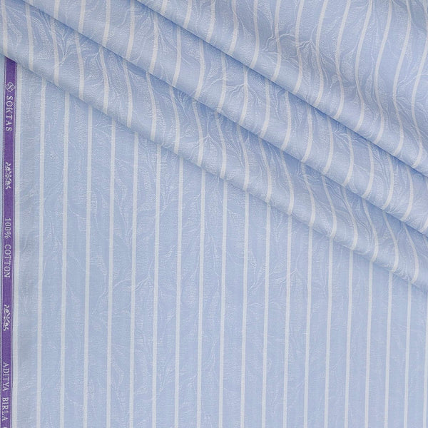 Shirt Fabric Soktas Finest 80s Giza Cotton Jacquard Colour Light Blue