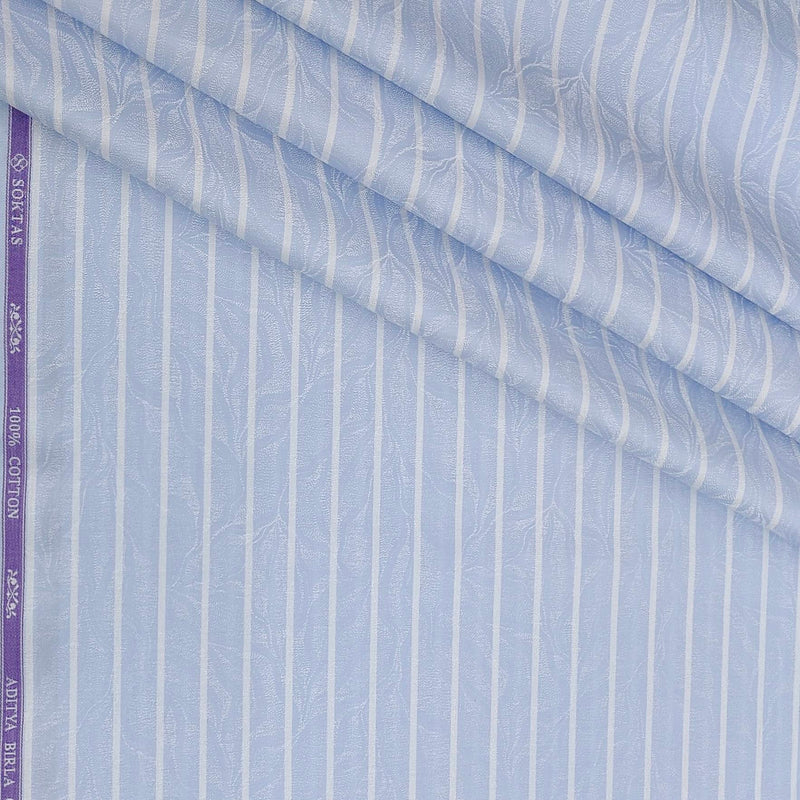 Shirt Fabric Soktas Finest 80s Giza Cotton Jacquard Colour Light Blue