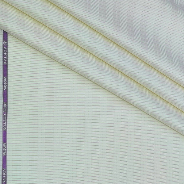 Shirt Fabric Soktas Finest 80s Giza Cotton Jacquard Colour Ash Cream