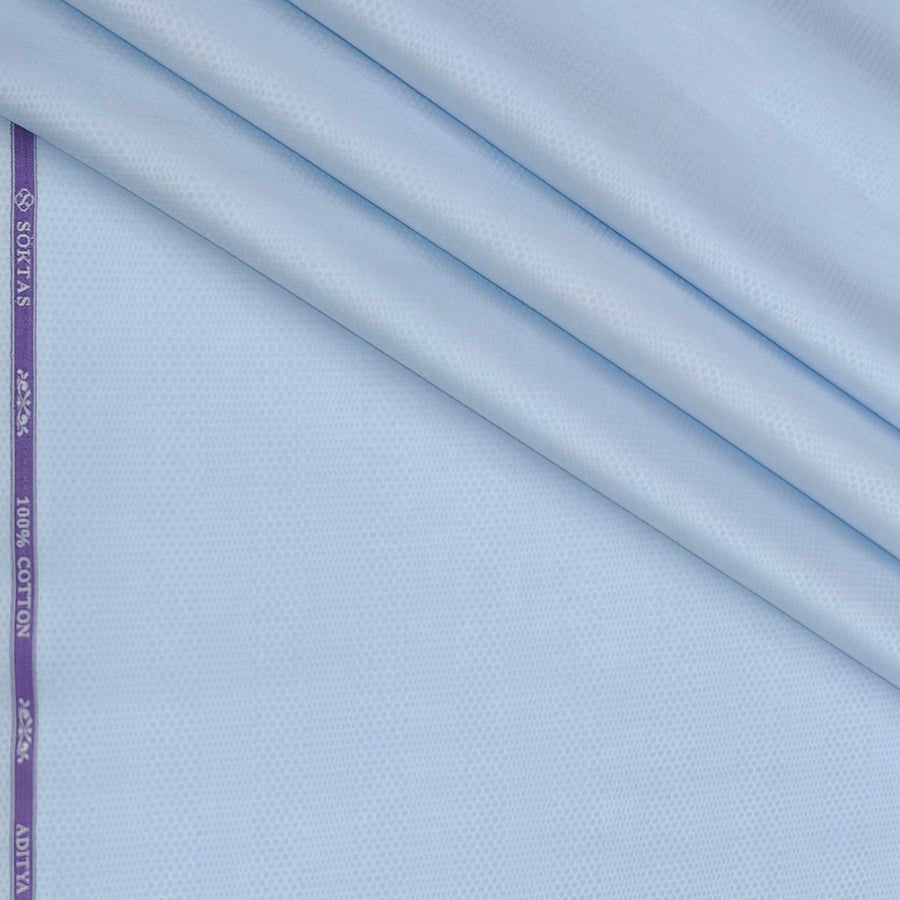 Shirt Fabric Soktas Finest 80s Giza Cotton Jacquard Colour Blue