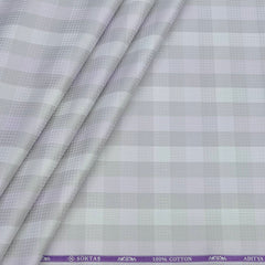 Shirt Fabric Soktas Finest 80s Giza Cotton Check With Jacquard Colour Faded Lavender