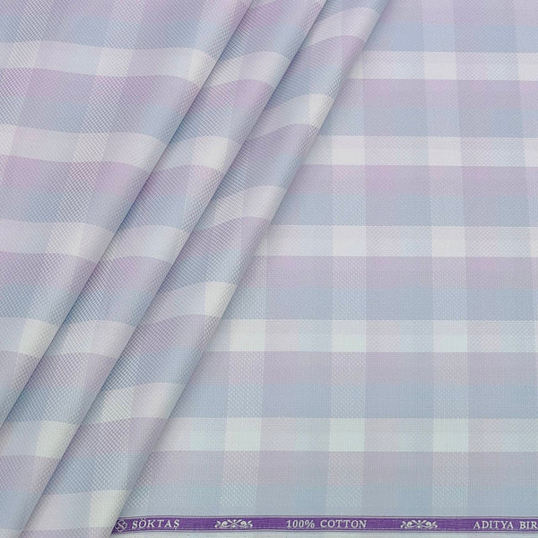 Shirt Fabric Soktas Finest 80s Giza Cotton Check With Jacquard Colour Lavender