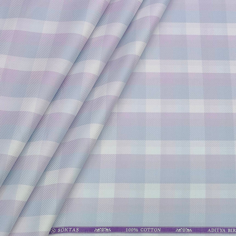 Shirt Fabric Soktas Finest 80s Giza Cotton Check With Jacquard Colour Lavender