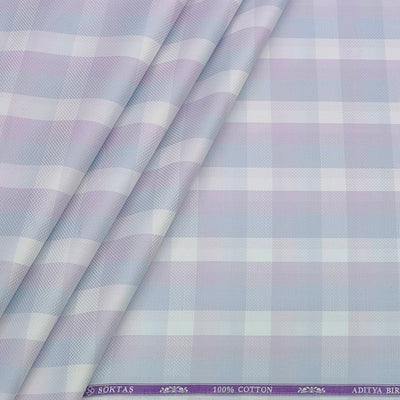 Shirt Fabric Soktas Finest 80s Giza Cotton Check With Jacquard Colour Lavender