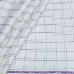Shirt Fabric Soktas Finest Giza Cotton Broad Check Colour Grey N White