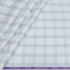 Shirt Fabric Soktas Finest Giza Cotton Broad Check Colour Blue N White