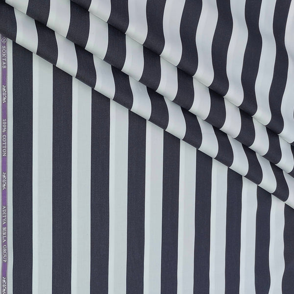 Shirt Fabric Soktas Finest 80s Giza Cotton Broad Patta Colour Black N White