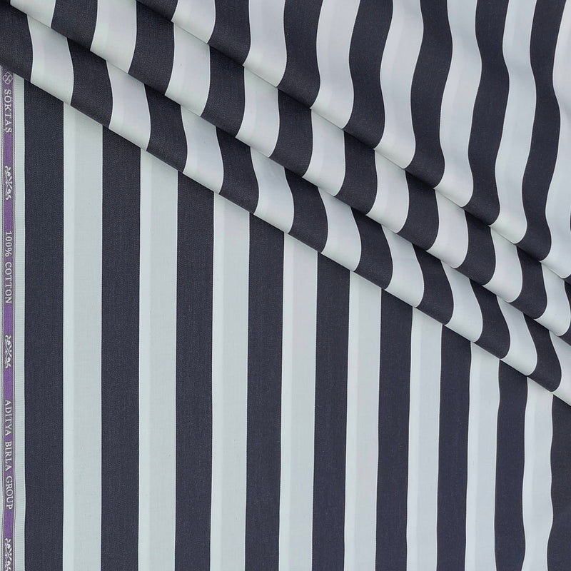 Shirt Fabric Soktas Finest 80s Giza Cotton Broad Patta Colour Black N White