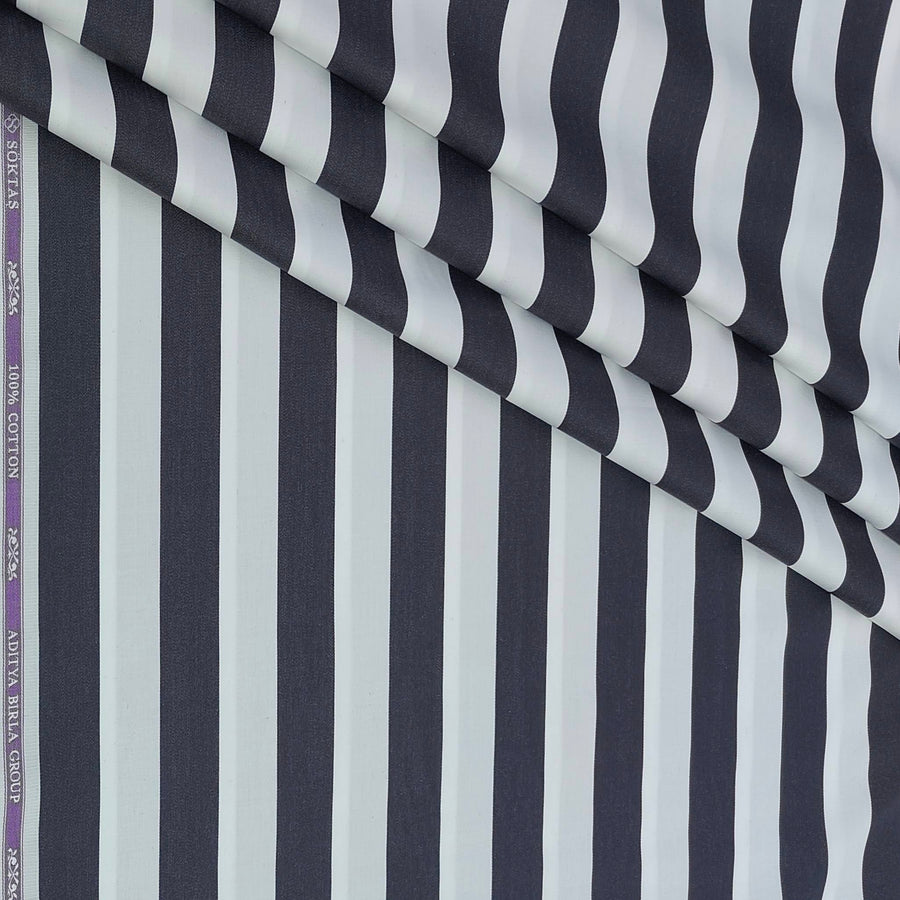 Shirt Fabric Soktas Finest 80s Giza Cotton Broad Patta Colour Black N White