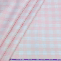 Shirt Fabric Soktas Finest 80s Giza Cotton Check With Jacquard Colour Pink N White