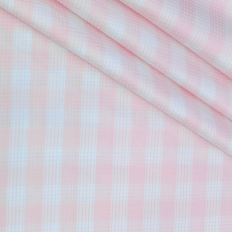 Shirt Fabric Soktas Finest 80s Giza Cotton Check With Jacquard Colour Pink N White