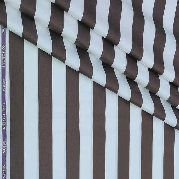 Shirt Fabric Soktas Finest 80s Giza Cotton Broad Patta Colour Chocolate
