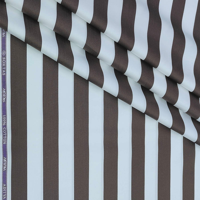 Shirt Fabric Soktas Finest 80s Giza Cotton Broad Patta Colour Chocolate