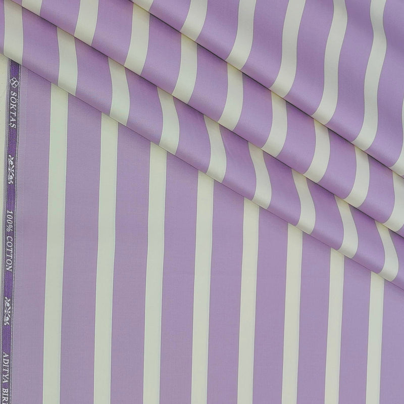 Shirt Fabric Soktas Finest 80s Giza Cotton Broad Patta Colour Light Purple