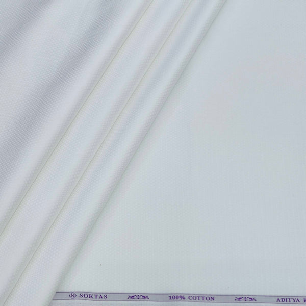 Shirt Fabric Soktas Finest 80s Giza Cotton Check With Dobby Colour White