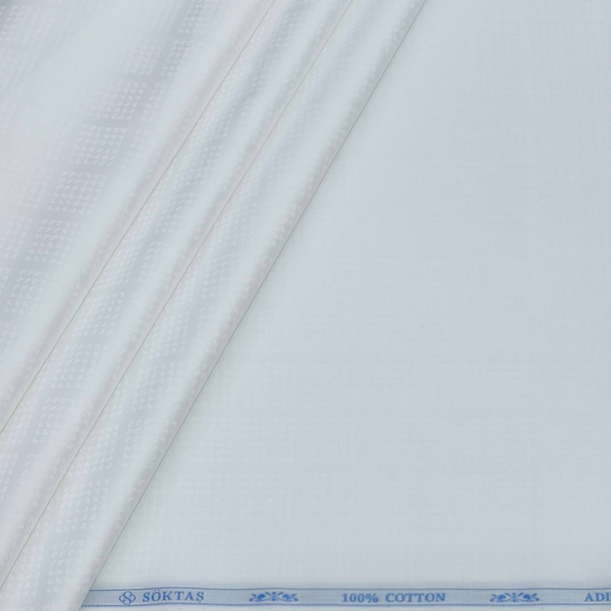 Shirt Fabric Soktas Finest 80s Giza Cotton Check With Jacquard Colour White