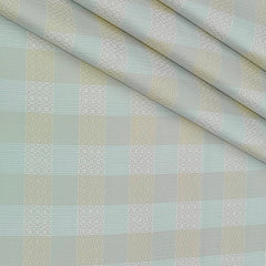 Shirt Fabric Soktas Finest 80s Giza Cotton Check With Jacquard Colour Brown N Light Blue