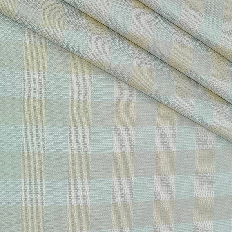 Shirt Fabric Soktas Finest 80s Giza Cotton Check With Jacquard Colour Brown N Light Blue
