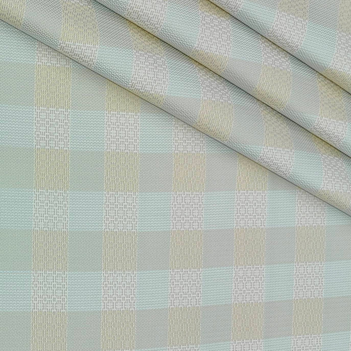 Shirt Fabric Soktas Finest 80s Giza Cotton Check With Jacquard Colour Brown N Light Blue