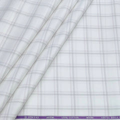 Shirt Fabric Soktas Finest 80s Giza Cotton Check With Jacquard Colour Lavendar,Grey N White