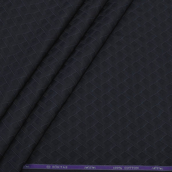 Shirt Fabric Soktas Finest 80s Giza Cotton Jacquard Colour Bluish Black