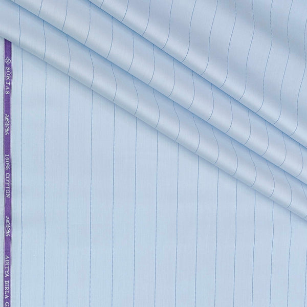 Shirt Fabric Soktas Finest 80s Giza Cotton Broad Lining Colour Light Blue